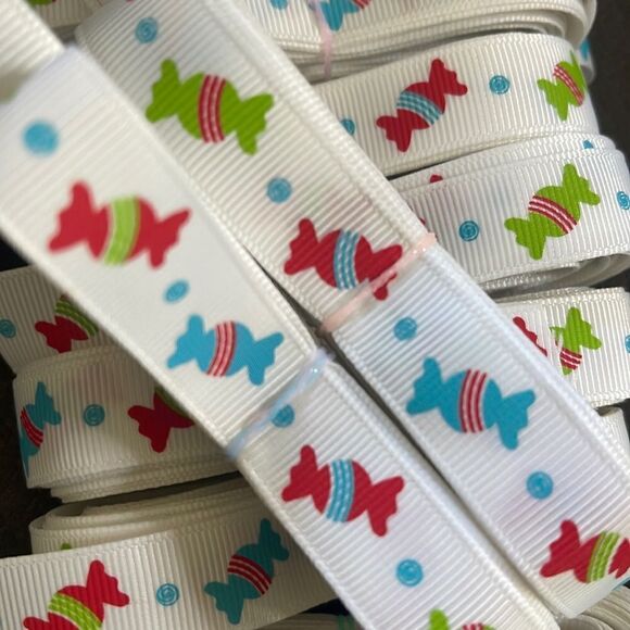 Grosgrain Ribbon 5/8” 5 yards yds 5/$20 NEW 1/2” bows bow making shipping print - Picture 2 of 4